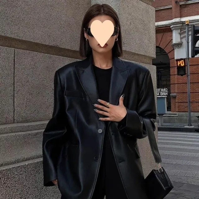 Spring And Autumn Suit Women's Leather Coat Black - Shop at LoveMi