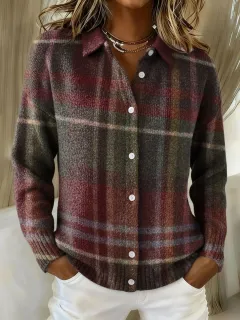 Women's Shirt Lapel Cardigan Top Solid Colour - Colour 25-2Xl - View 1