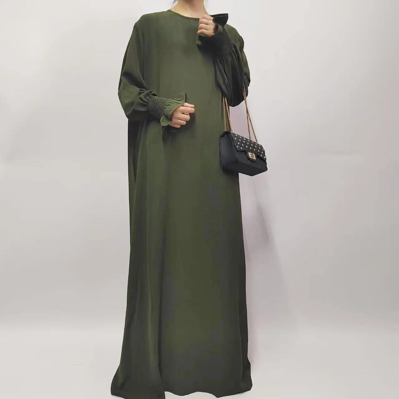 Women's Loose Solid Color Bell Sleeve Dress