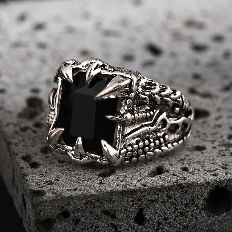 Retro Dragon Claw Diamond Adjustable Trendy Ring For Men From Europe And The US - Jewelry & Watches