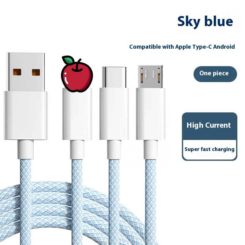3-in-1 USB Fast Charging Cable 6A Multi-Device Charger Cord for iPhone Android T - 第 9/10 張圖片