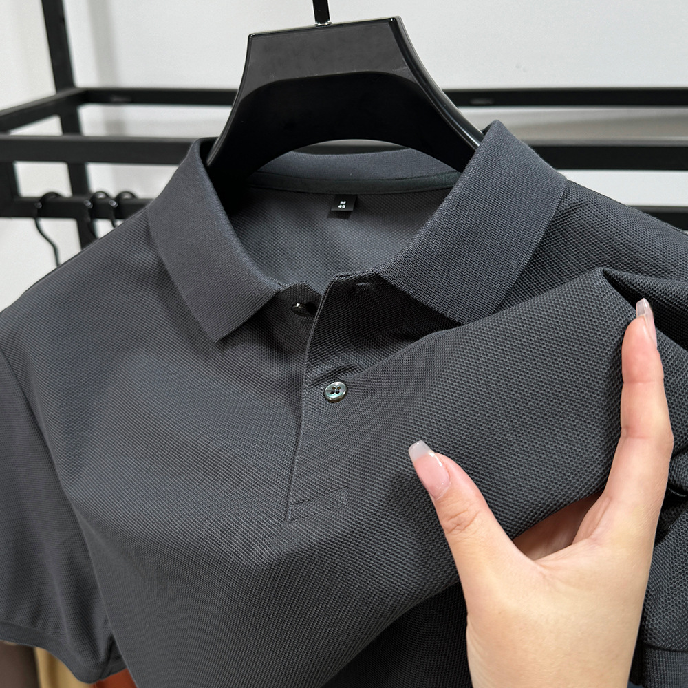 Heavyweight Mens Polo Shirt Short-sleeved T-shirt With A Turn-down Collar