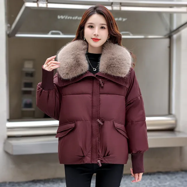 Women's Korean style Loose Lapels Bread Coat Red - Shop at LoveMi