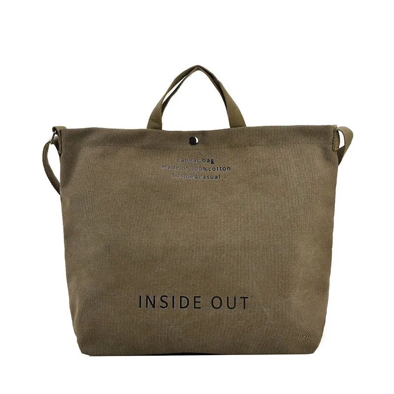 Canvas Letters Tote Bag Large Capacity Crossbody Women - Green