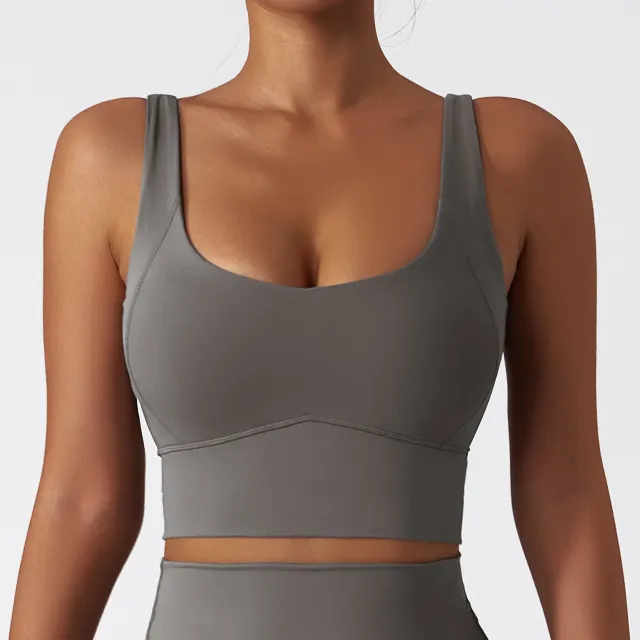 Running Sports Quick drying Nude Feel Yoga Push Up Bras Shockproof Fitness Vest Extreme Gray - Shop at LoveMi