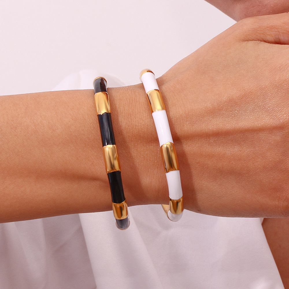 Women's Stainless Steel Open Solid Segmented Drip Bracelet
