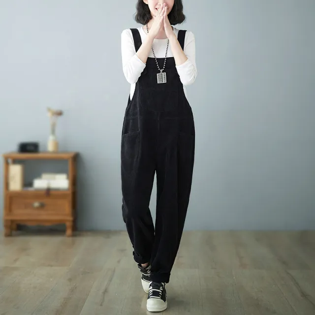 Women's Loose Casual Small Red Overalls Black - Shop at LoveMi