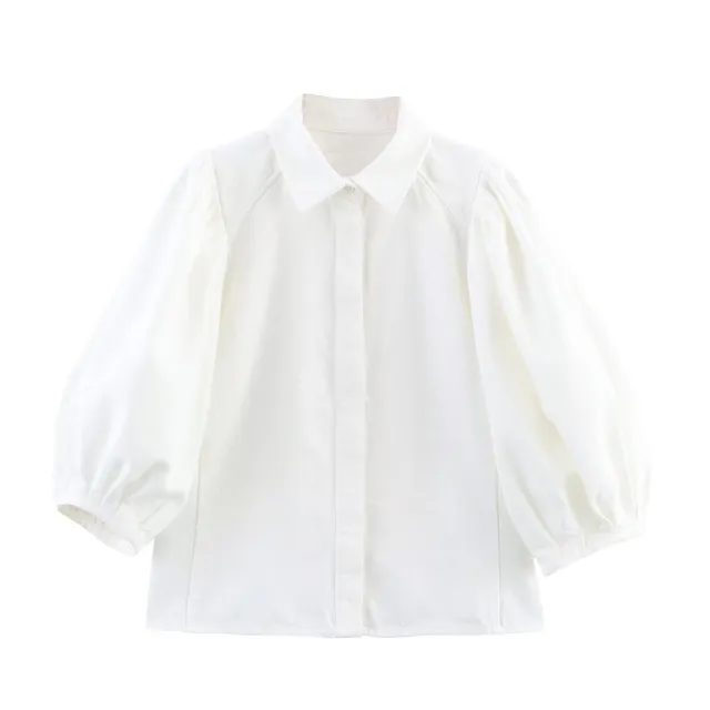 Women's Puff Sleeves Denim Shirt Jeans Suit White - Shop at LoveMi