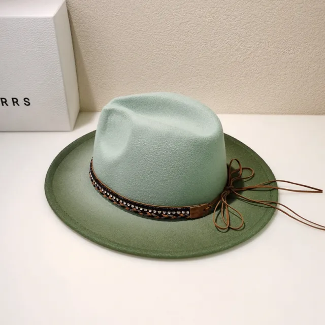 Woolen Fedora Hat Female Vintage Top Hat Green - Shop at LoveMi