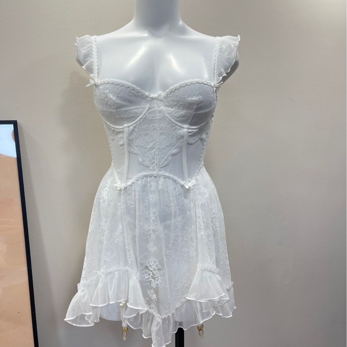 Sheer Mesh Nightgown Underwire Back Closure Polyester