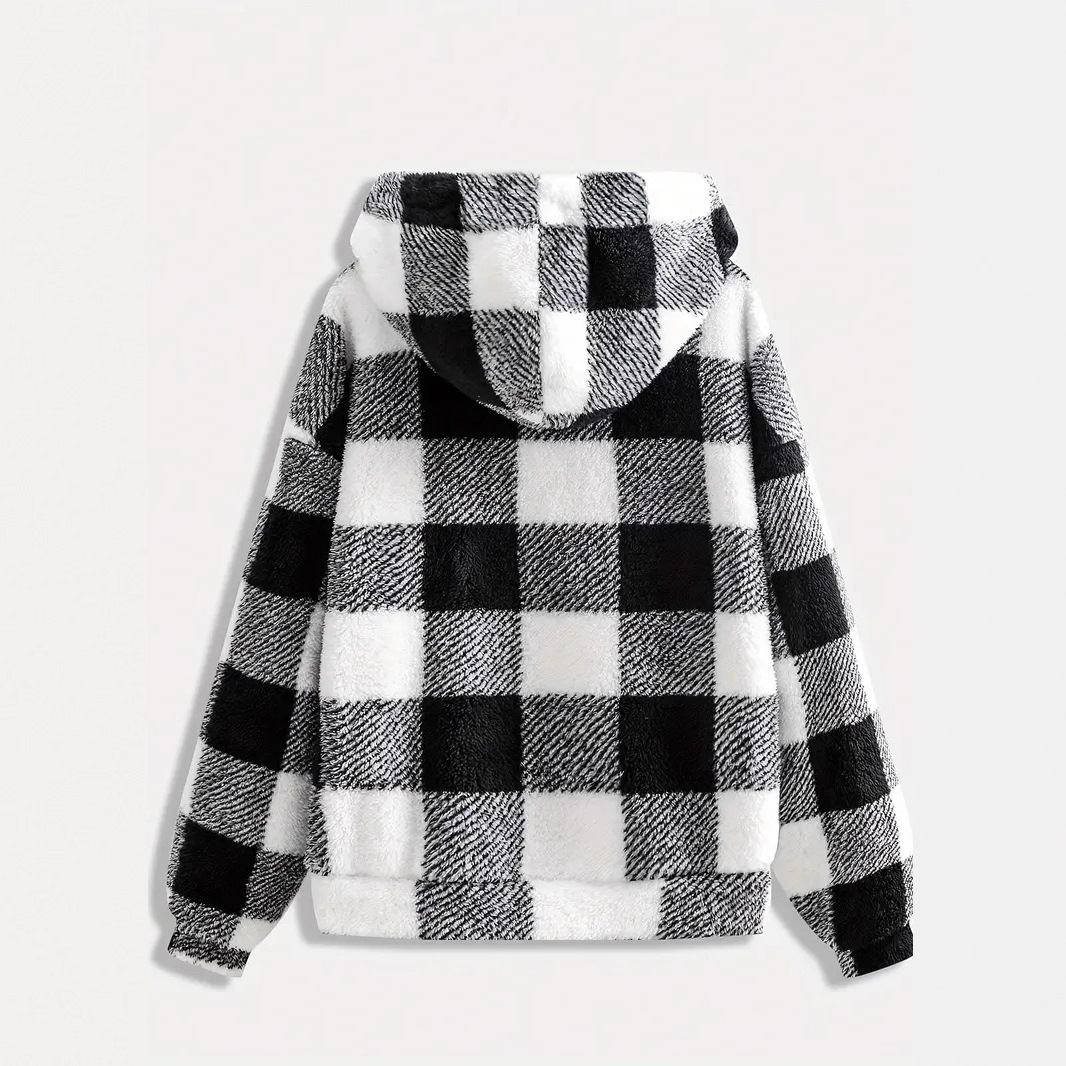 Fashionable Casual Zip-up Plush Hoodie With Long Sleeves