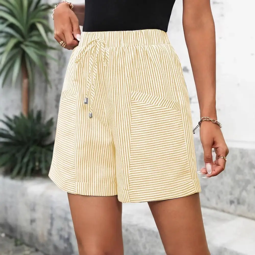 Women's Striped Casual Elastic-waist Shorts