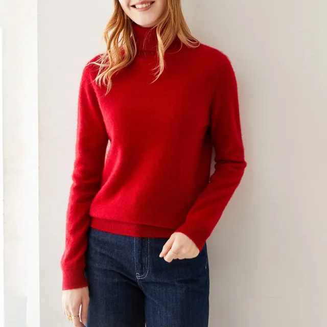 Women's Fashion Cashmere Sweater Loose Slimming Sweater Red - Shop at LoveMi