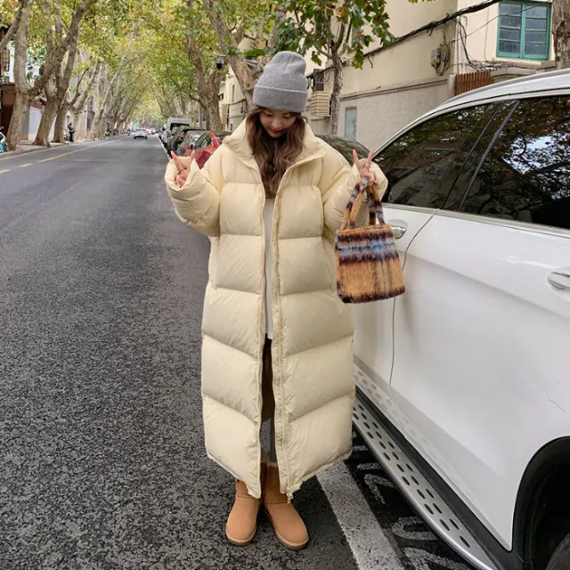 Plus Size Loose Long Versatile Parka Cotton Coat Jacket Khaki - Shop at LoveMi