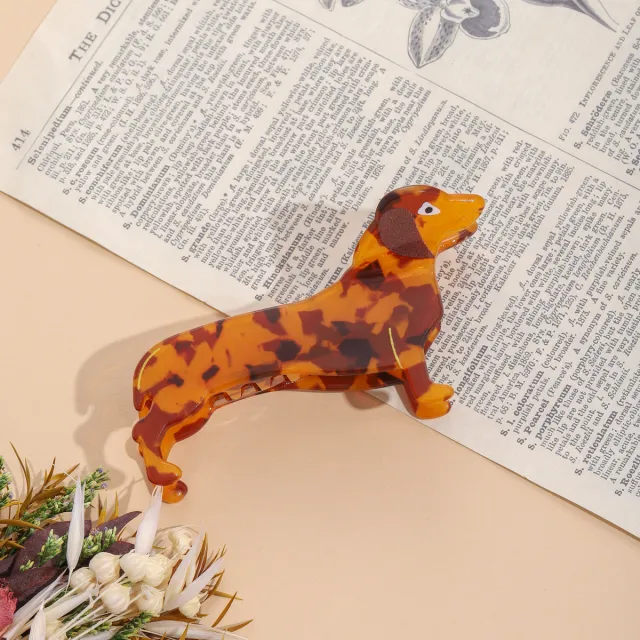 Dachshund Acrylic Hair Clip Shark Clip Leopard Dog - Shop at LoveMi