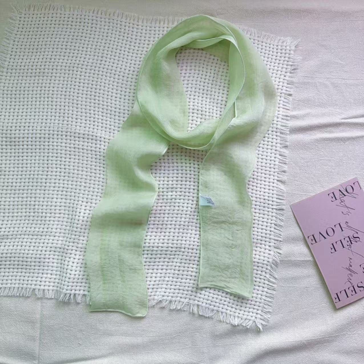 Solid-color Chiffon Long Scarf Bag Accessory