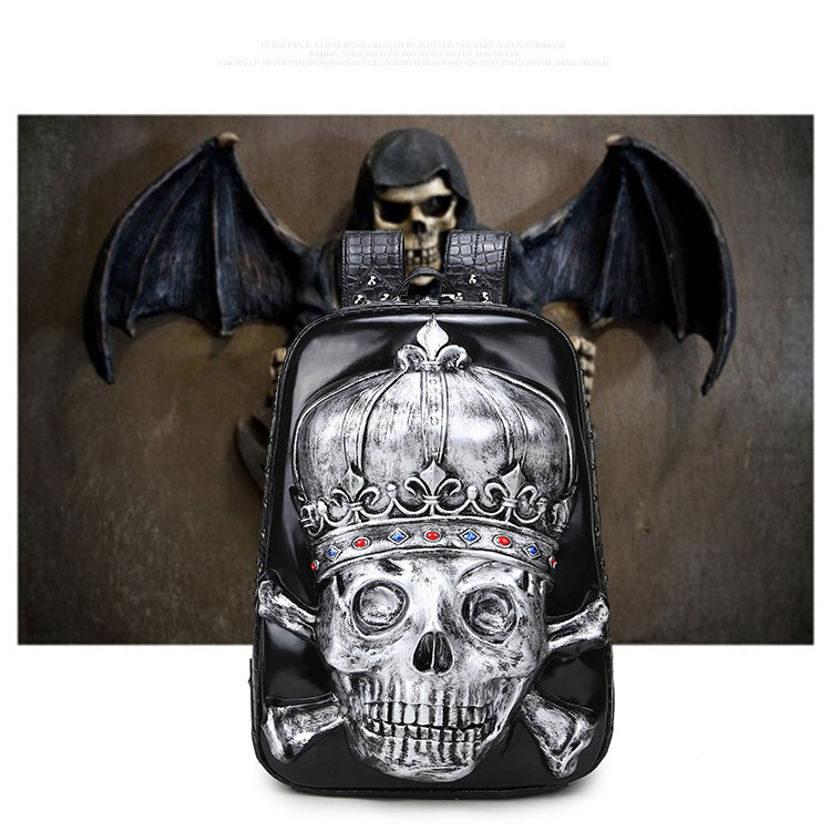 Title 12, Personality Skull Creative Punk Backpack for Wo...