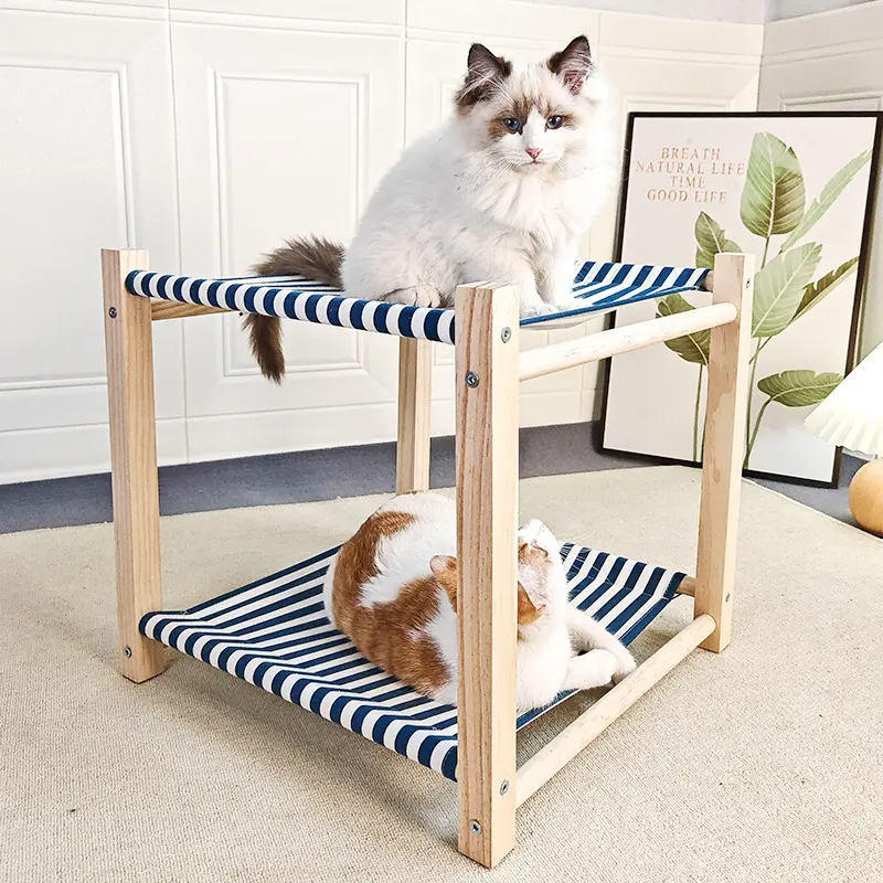Pet Camp Bed Solid Wood Double Layer
