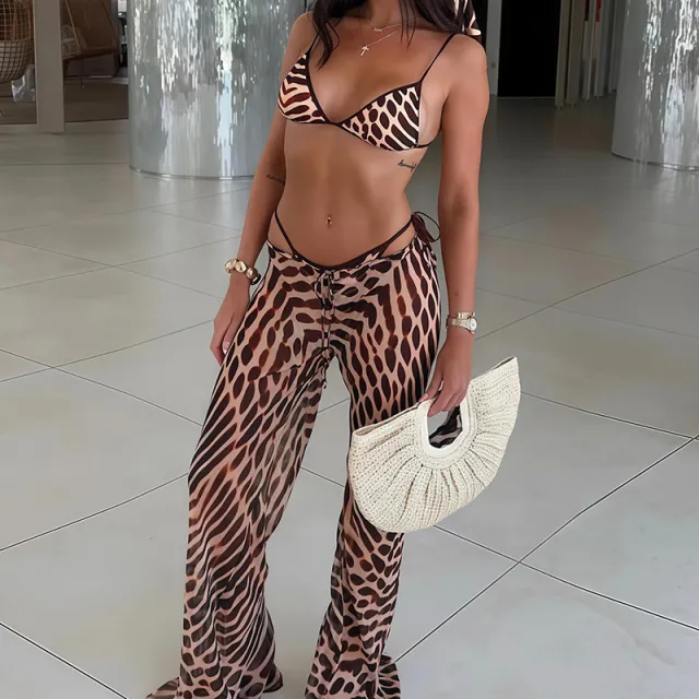 New Beach Suit Printed Bikini Female Sexy Exposed Navel Printed Pants S - Shop at LoveMi