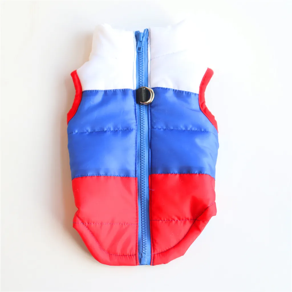 New Dog Clothes Winter Thickened Dog Cotton-padded Jacket Waistcoat Vest Down Silk Cotton Traction Buckle - Bright Red