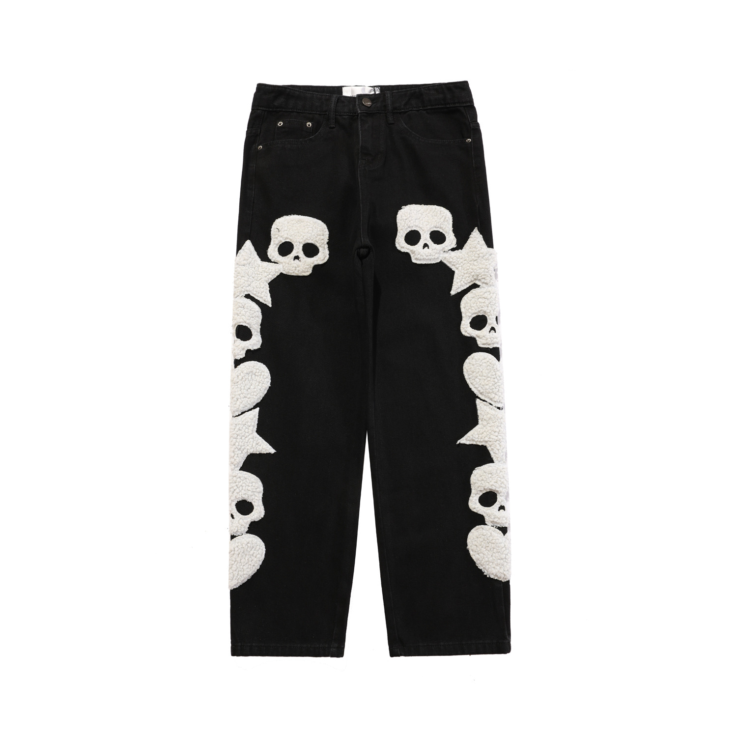 American Street Skull Towel Embroidery Hip Hop Jeans