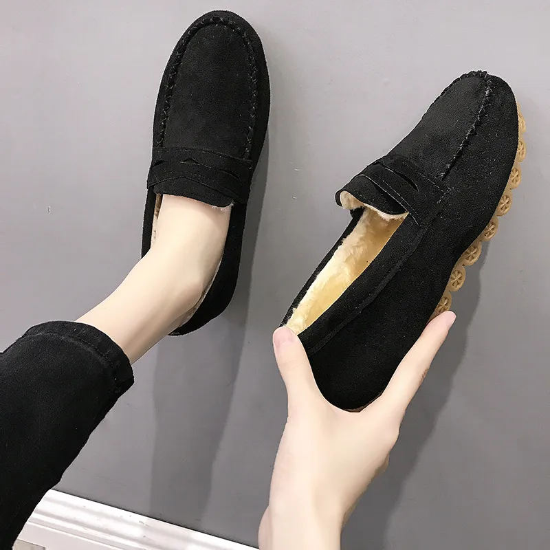 Women's Fashion Personalised Winter Peas Flat Shoes - Black