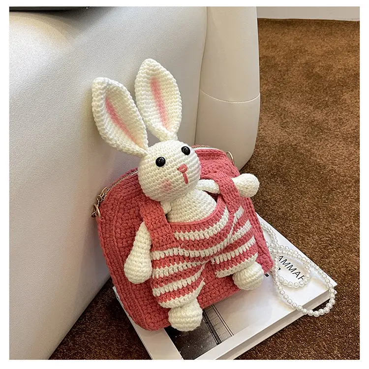 Rabbit Woolen Yarn Bag Hand-woven Bag DIY Crocheted
