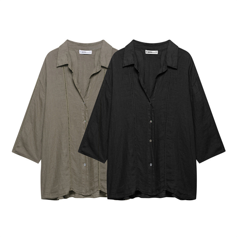 New Summer Pure Linen Shirt 4043058 Pure Linen Wide Leg Pants