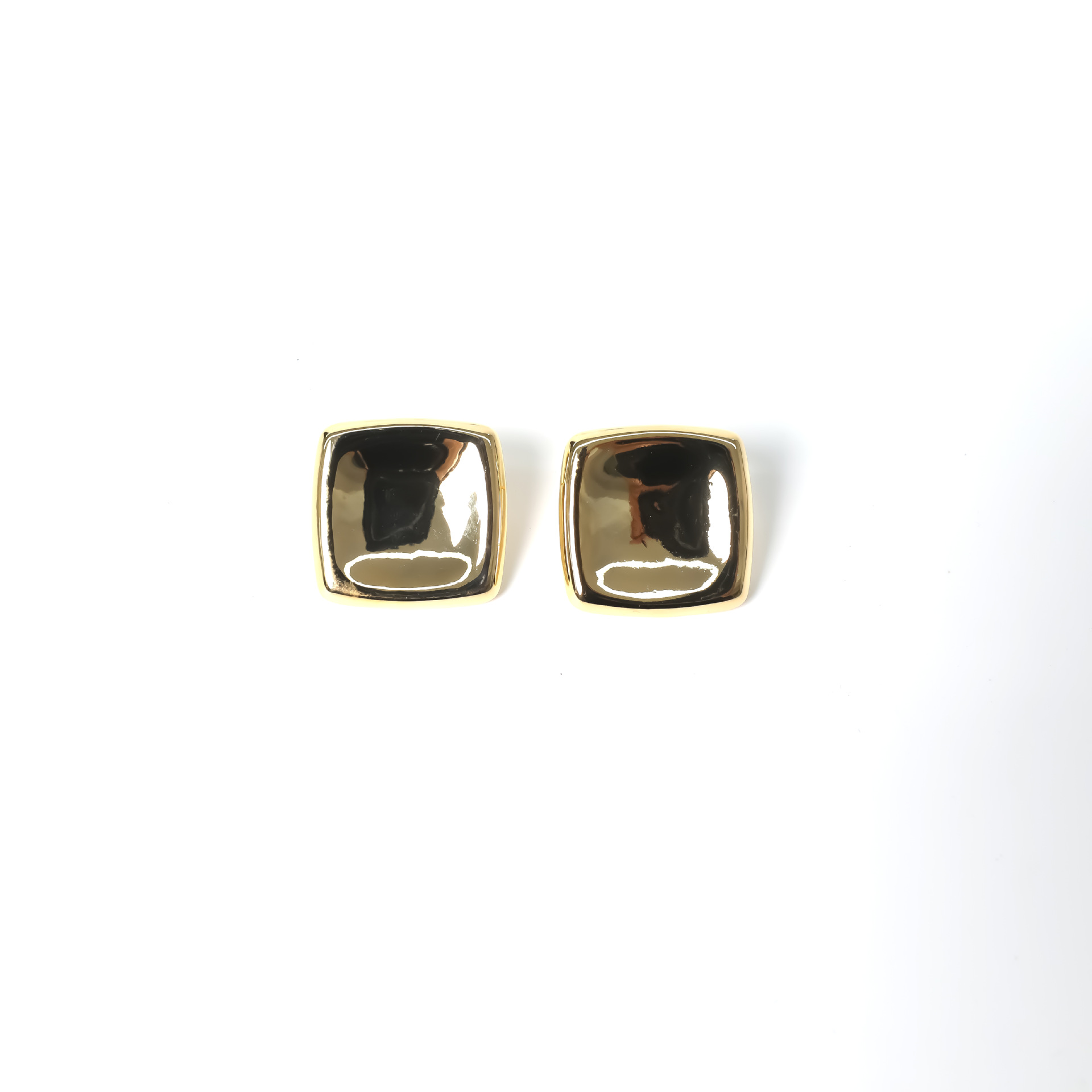 Simple Retro 18K Gold European And American High-grade Quadrangle Earrings For Women Ins