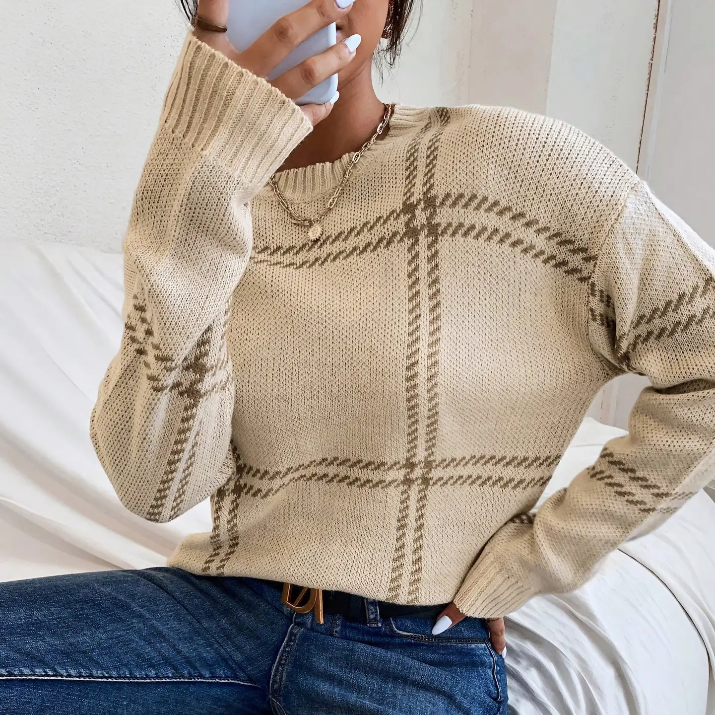 Striped Knitted Sweater Women's Clothing