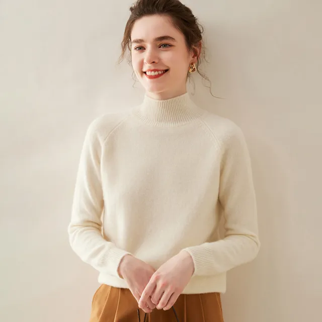 Women's Thickened Sweater Autumn And Winter Wool Knitted Bottoming Shirt Coconut Milk White - Shop at LoveMi