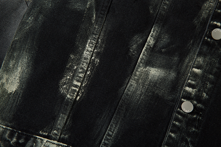 Men's Trendy Punk Contrast Color Gradient Irregular Stitching Cat Beard Polo Collar Jacket