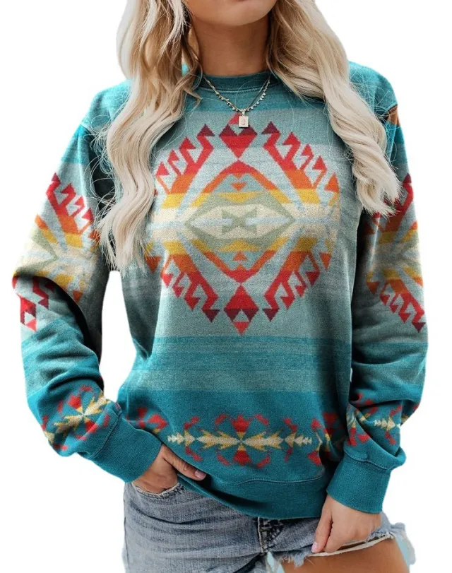 Spring And Autumn Leisure Printed Round Neck Long Sleeve Figure 10 Xxxl - Shop at LoveMi