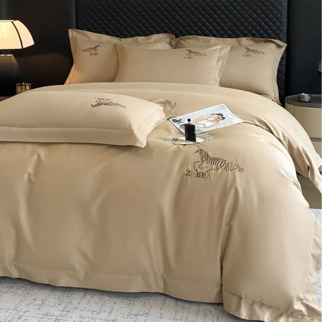 Light Luxury Autumn And Winter Thickening Light Brushed Four piece Bedding Set Khaki Light - Shop at LoveMi