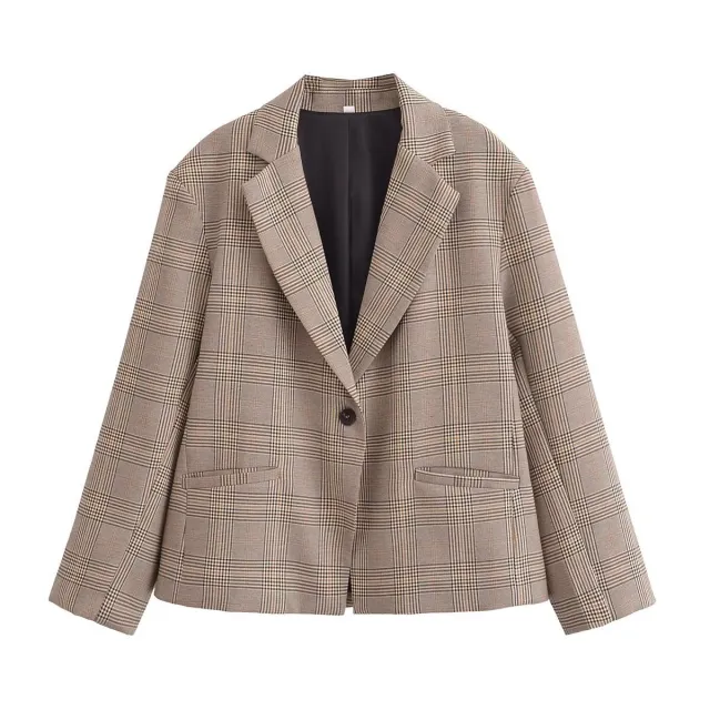 Autumn And Winter New Fashion Plaid Blazer Skirt Outfit Coat S - Shop at LoveMi