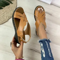 Women's Summer Casual Platform Wedge Sandals - Brown - View 1