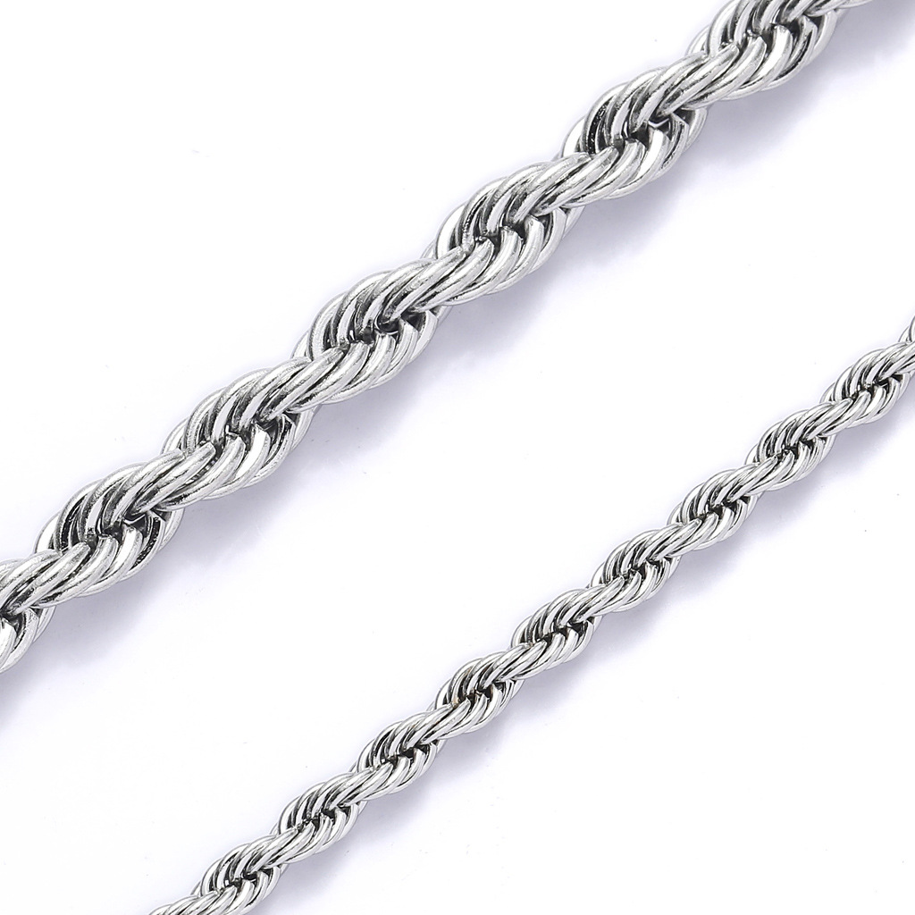 European Hip Hop Stainless Steel Twist 4mm Chain