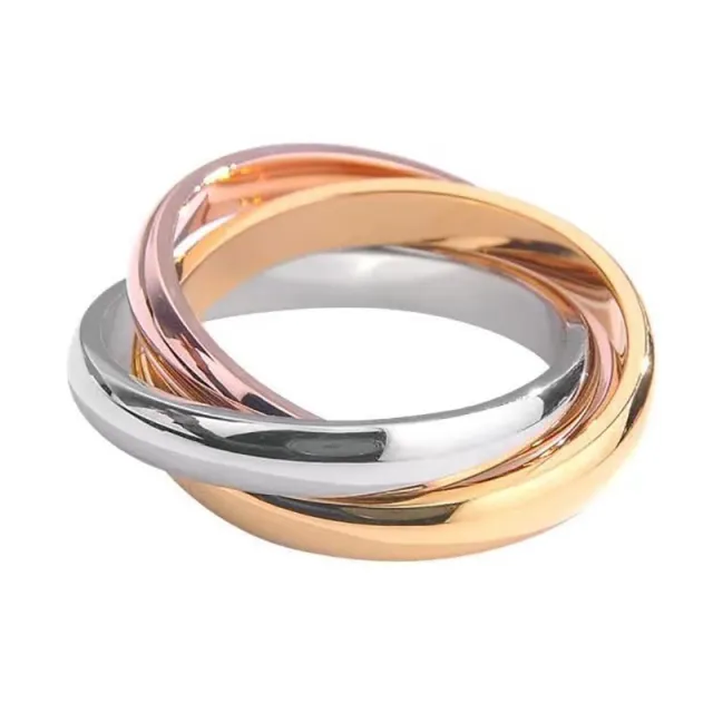 Simple Stainless Steel Three ring Tricolor Ring Fashion Three Colors - Shop at LoveMi