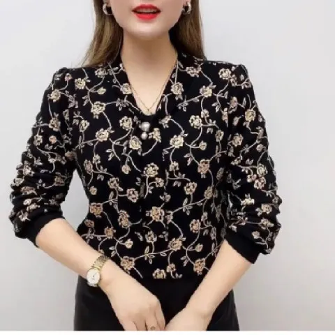 Spring And Autumn New Ribbon Loose Plus Size T shirt Bottoming Shirt Roses Are Not Fleece Lined - Shop at LoveMi