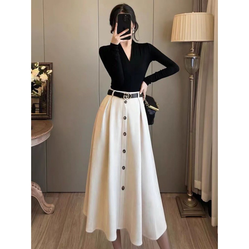 Two Pieces Suit Women's Base Velvet Slimming Dress Suit