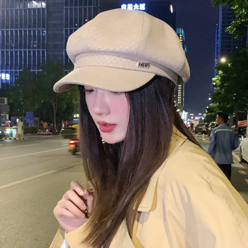 Autumn And Winter Look A Bit Retro Easy Matching Newsboy Hat - Creamy White