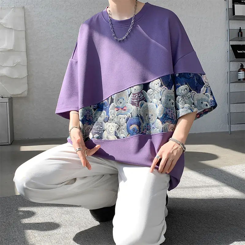 Men's Loose And Casual Color-block Crewneck Top