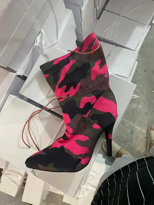 Plus Size Pointed Print High Heel Fashion Boots Women Red - Shop at LoveMi