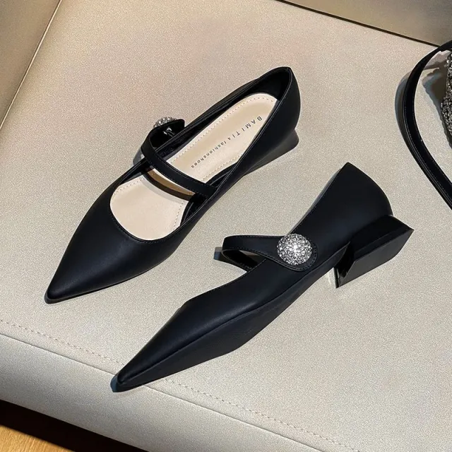 Classic Style French Pointed Toe Chunky Heel Women's High Heels Black - Shop at LoveMi
