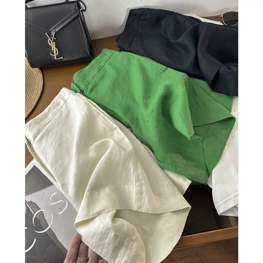 Womens Linen High-Waist Slimming Shorts