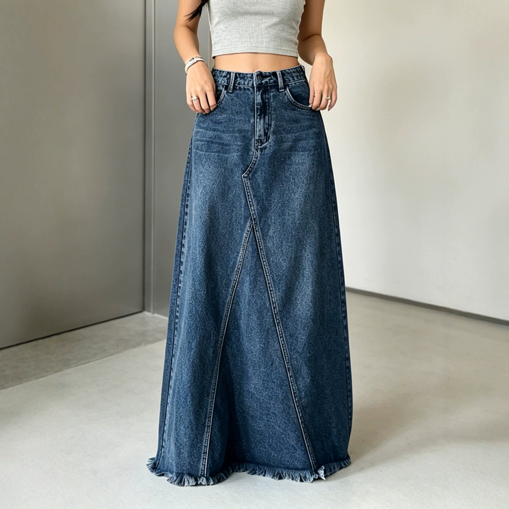 Women's Non-Stretch Denim A-Line Skirt