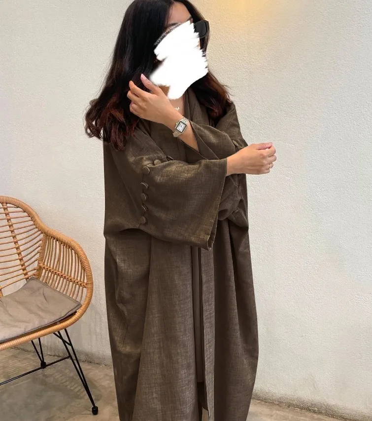 Turkish Casual Cardigan Robe - Brown