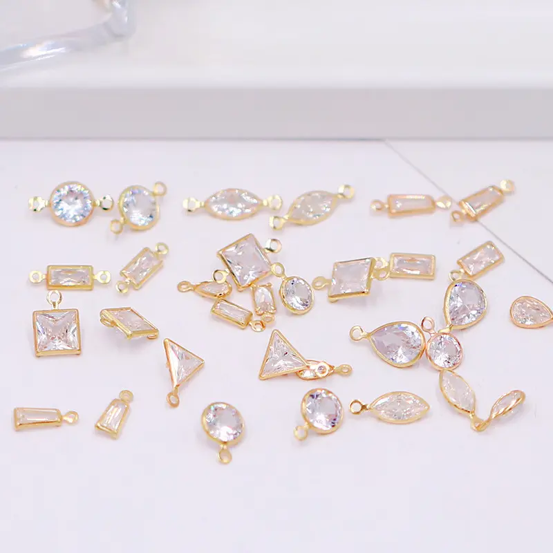 Geometric Zircon Bezel Set Pendant - Gold