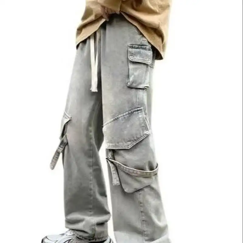 Heavy-duty Loose Multi-pocket Washed Casual Pants