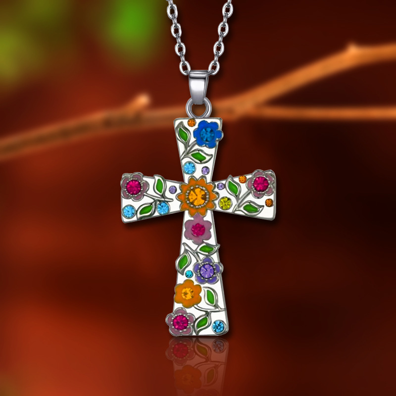 Cross Flower Necklace Pendant Female Fashion